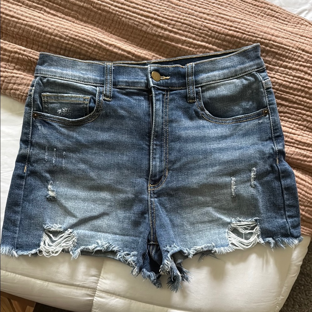 Altar'd State Blue Jean Shorts Distressed Frayed Hem